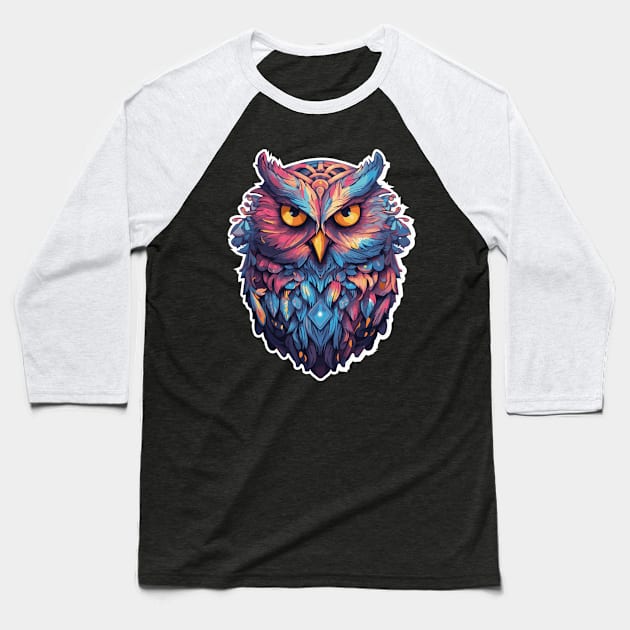 Luminous Nocturne: Holographic Owl Splendor Baseball T-Shirt by star trek fanart and more